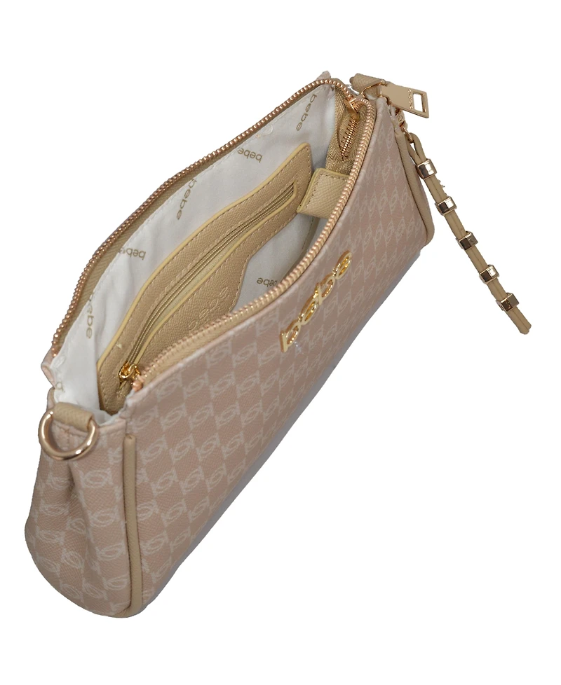Bebe Women's Adela Monogram Baguette Crossbody Bag