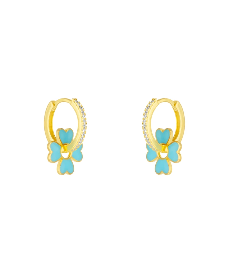 Spero London Sterling Silver Enamel Clover Earrings - Turquoise