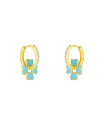Spero London Sterling Silver Enamel Clover Earrings - Turquoise
