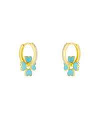 Spero London Sterling Silver Enamel Clover Earrings - Turquoise
