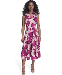 Calvin Klein Women's V-Neck Printed Midi Dress