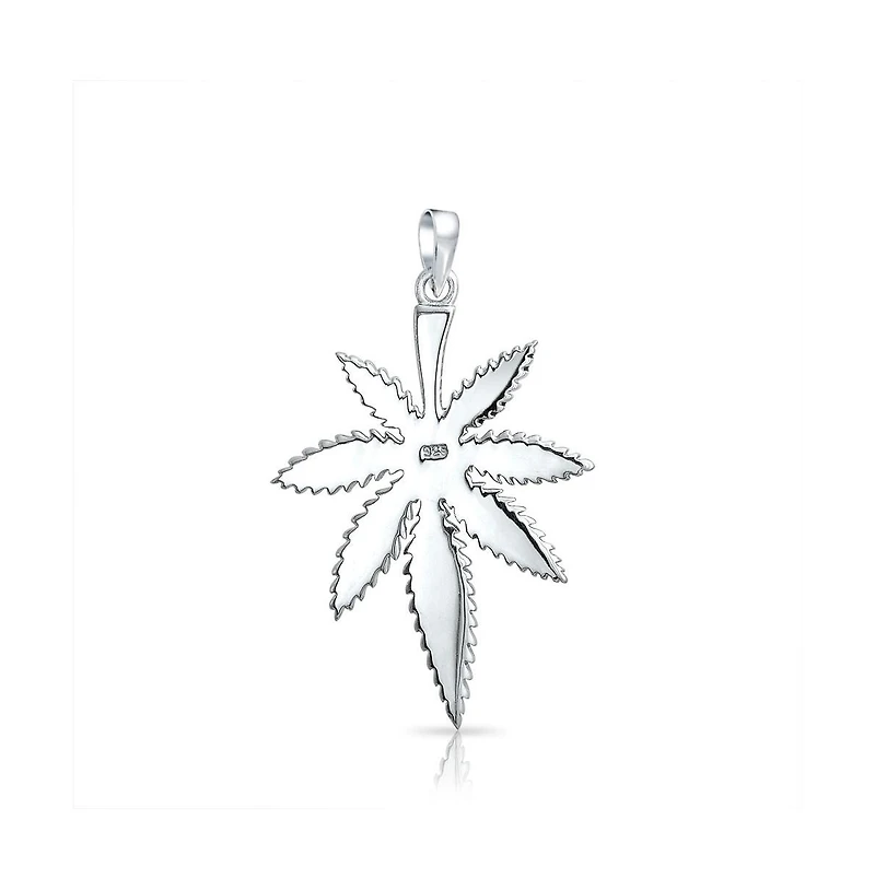 Bling Jewelry Western-Inspired Abalone Shell Marijuana Leaf Necklace and Earrings Jewelry Set Sterling Silver