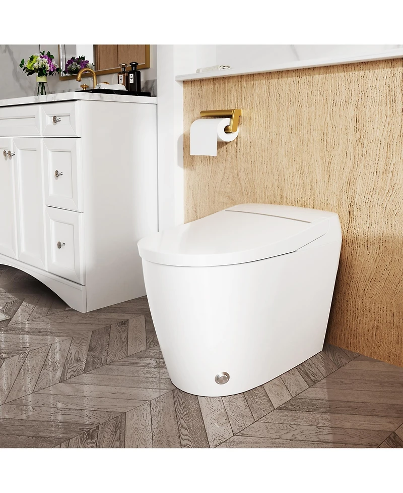 Casainc Smart Elongated One-Piece Bathroom Fixture With Heated Seat, Auto Flush Night Light And Deodorizer