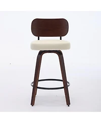 Casainc Set of 2 Faux Leather Swivel Bar Stools with Bentwood Legs, 26'' Seat Height