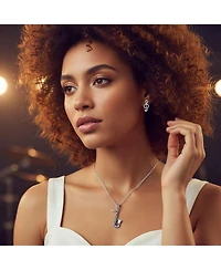 Bling Jewelry Music-Inspired Saxophone Pendant Necklace & Treble Clef Stud Earrings Set Sterling Silver