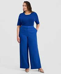 Tahari Asl Plus Mid-Rise Wide-Leg Pants