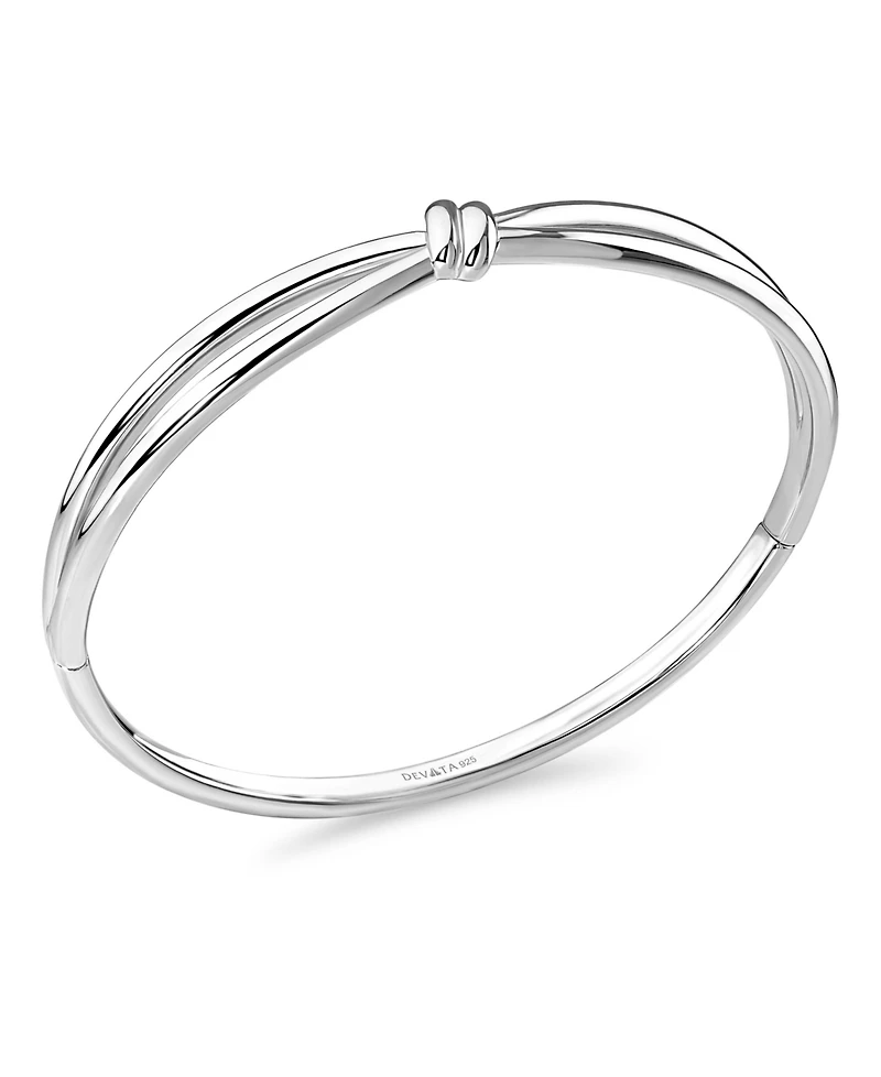 Devata Love Knot Bangle Bracelet in Rhodium Plated Sterling , Size