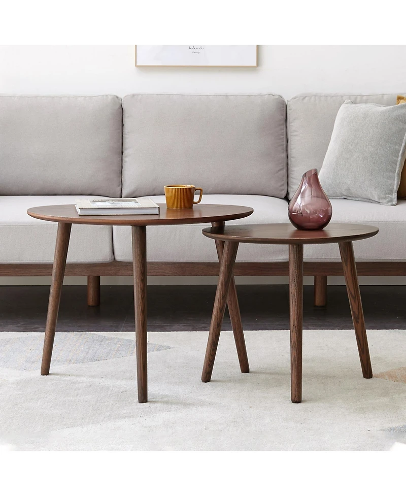 Casainc Pebble Shaped Solid Oak Wood Center Table with Natural Wood Top(only one table)