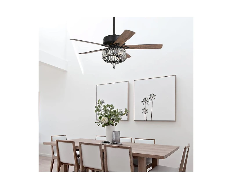 Sofucor 52-inch Modern Country-Style Black 5-Blade Flush Mount with Black Trim,and Equipped with Remote Control and Timer Functions