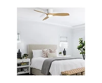 Sofucor 52-inch Modern Minimalist 3-Blade Flush Mount with Remote Control,Supporting Mobile Device Connection and Voice Function