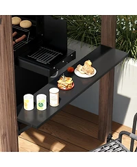 Homsee 8.6x5 Ft Cedar Wood & Galvanized Steel Roof Gazebo with Shelves Umbrellas Canopies & Awnings