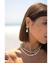 Classicharms Leah Seashell Freshwater Baroque Pearl Drop Earrings