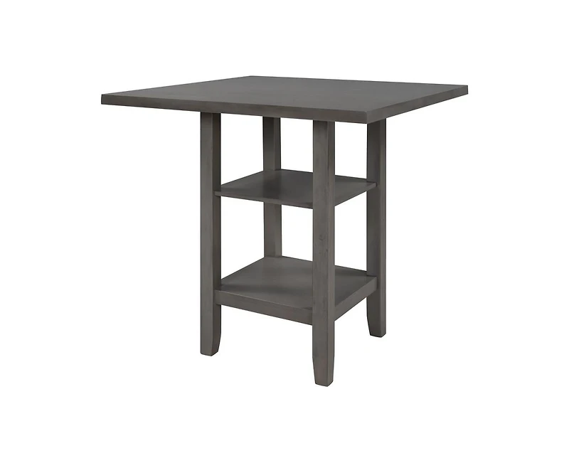 Casainc Trexm 5-Piece Counter Height Dining Set with Espresso Wood Table Padded Chairs and Storage Shelving