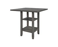 Casainc Trexm 5-Piece Counter Height Dining Set with Espresso Wood Table Padded Chairs and Storage Shelving