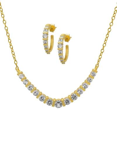 Macy's 2-Pc. Lab-Grown White Sapphire Pendant Necklace & Earrings Set (2.17 ct. t.w.) in Yellow Gold Plated Sterling Silver