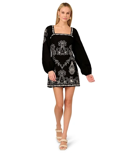 Adrianna by Papell Women's Cotton Embroidered Sheath Dress