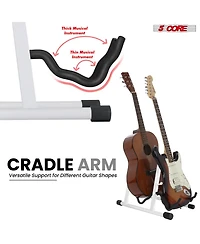 5 Core Double Guitar Stand Floor Adjustable A Frame Folding Acoustic Electric Guitars Holder Stands Gss 2N1 Wh