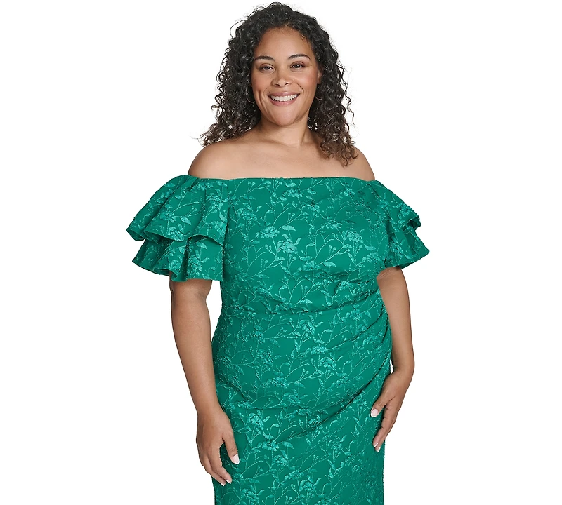 Eliza J Plus Off-The-Shoulder Short-Sleeve Gown