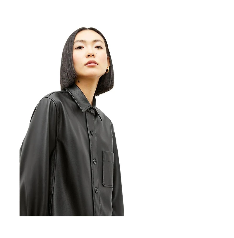 M.m.LaFleur Women's Sierra Faux Leather Shacket with Relaxed Fit