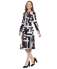 London Times Petite Long-Sleeve Short Shirtdress