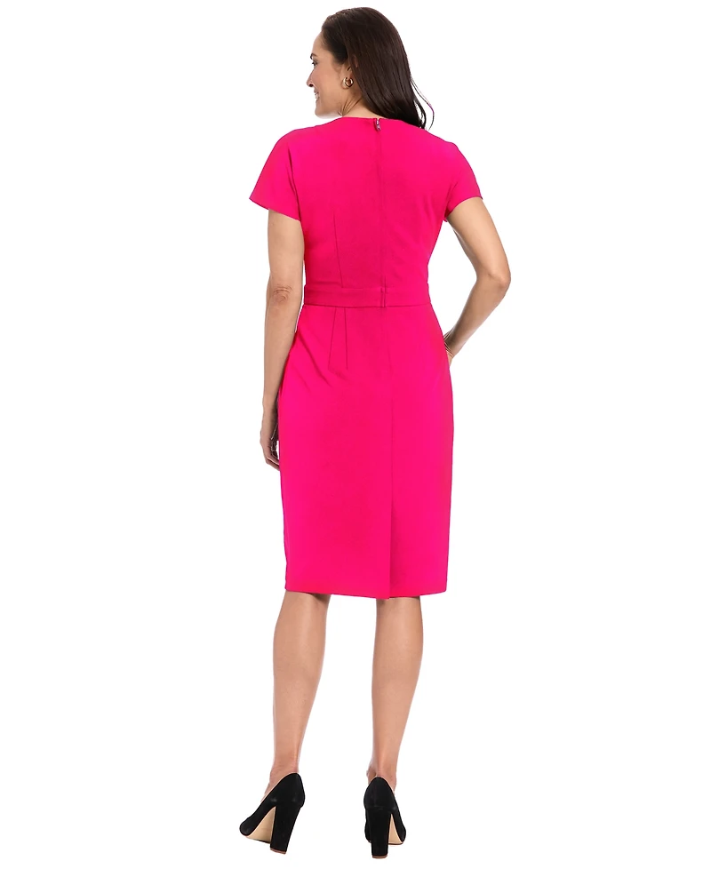 London Times Petite Short-Sleeve Sheath Dress