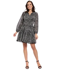 London Times Petite Elastic Waist A-Line Short Dress