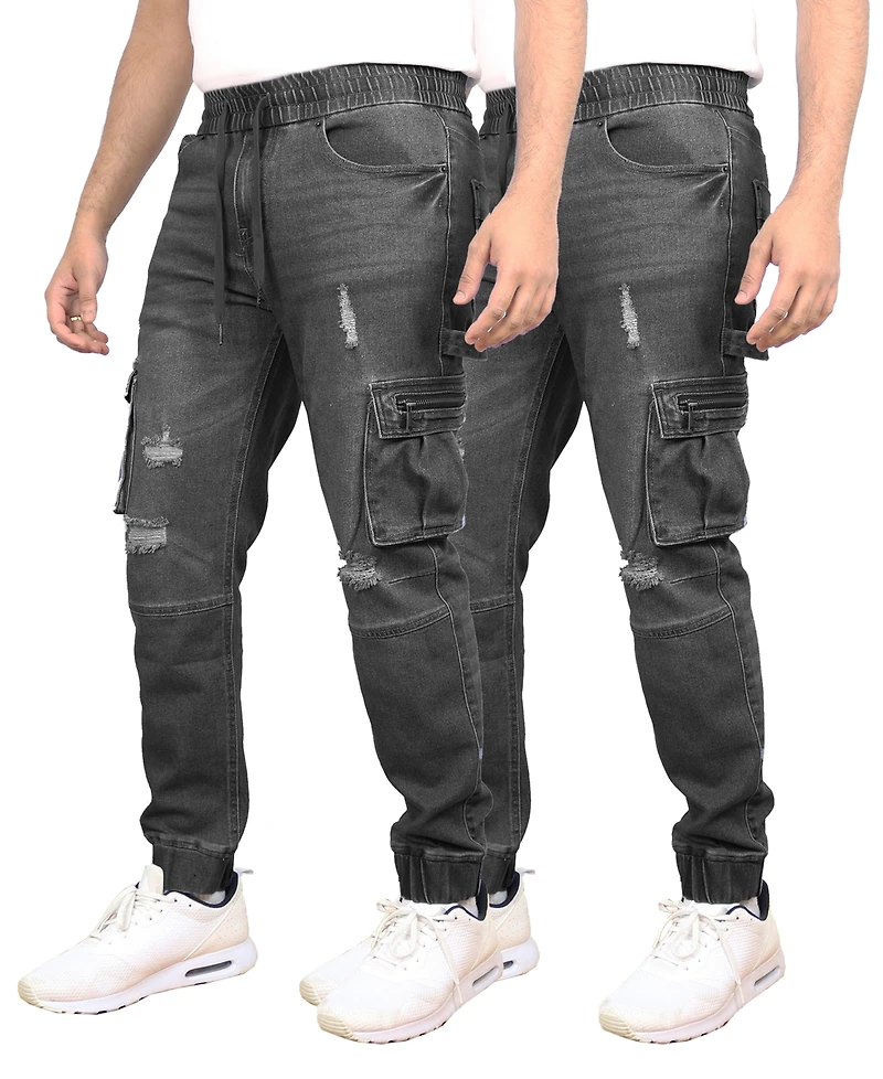 Blue Ice Men's Stretch Cargo Carpenter Jeans Joggers Set, 2-Pack