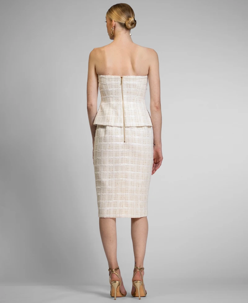 Rachel Roy Women's Ellison Strapless Tweed Midi Dress