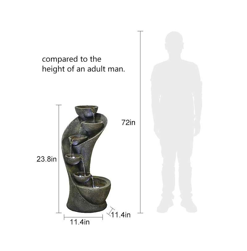 SunJet 23.6" Outdoor Water Fountain with Led Lights