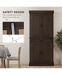 Homcom 71" Kitchen Pantry Storage Cabinet with 4 Doors, Drawer,