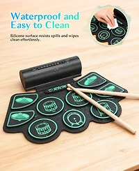 Sugift Kids Roll-Up Electronic Drum Set with Speakers, Headphone Jack & Foot Pedals