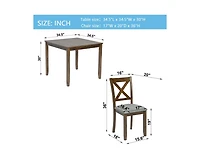 sumyeg 5-Piece Walnut Wood Dining Set with Table and 4 Chairs