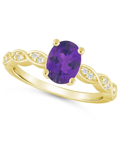 Macy's Amethyst (1-1/5 ct. t.w.) and White Diamond (1/20 Ring 10k Gold