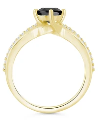 Macy's Onyx and White Diamond (1/6 ct. t.w.) Ring 10k Gold