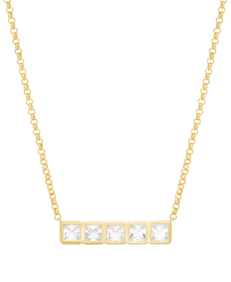Macy's White Sapphire Bar Necklace (1-1/3 ct. t.w.) in 14k Yellow Gold-Plated Sterling Silver