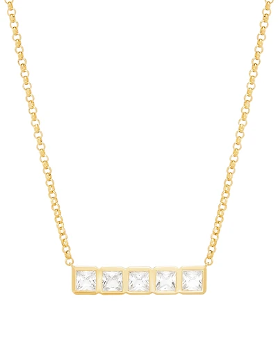 Macy's White Sapphire Bar Necklace (1-1/3 ct. t.w.) in 14k Yellow Gold-Plated Sterling Silver
