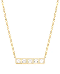 Macy's White Sapphire Bar Necklace (1-1/3 ct. t.w.) in 14k Yellow Gold-Plated Sterling Silver