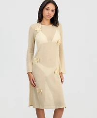 Miken Juniors' Crochet Tie-Back Midi Cover-Up Dress, Macy's Exclusive