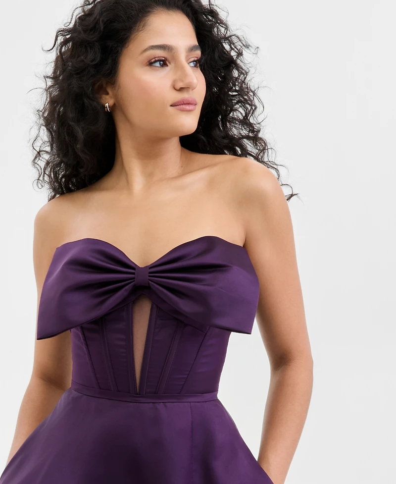 City Studios Juniors' Bow-Front Keyhole-Cutout Gown, Created for Macy's