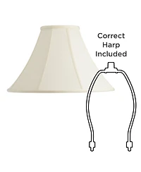 Imperial Shade Creme Large Bell Lamp Shade 7" Top x 20" Bottom x 13.75" Slant x 12.25" High (Spider) Replacement with Harp and Fin