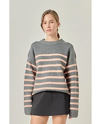 English Factory Women's Likimio Striped Crew Neck Sweater