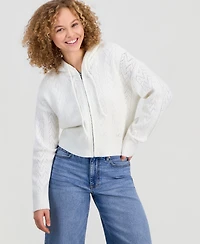 Ultra Flirt Juniors' Pointelle Sweater Hoodie