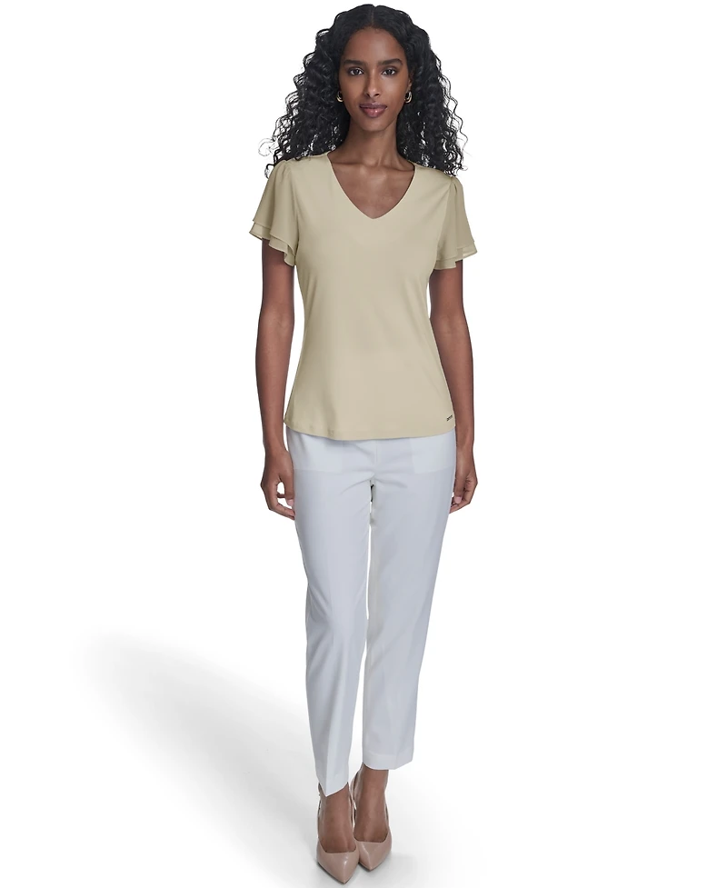 Calvin Klein Women's Solid V-Neck Blouse