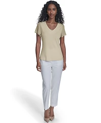Calvin Klein Women's Solid V-Neck Blouse