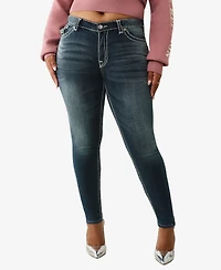 True Religion Plus Jennie Mid Rise Skinny Super T Flap Jeans