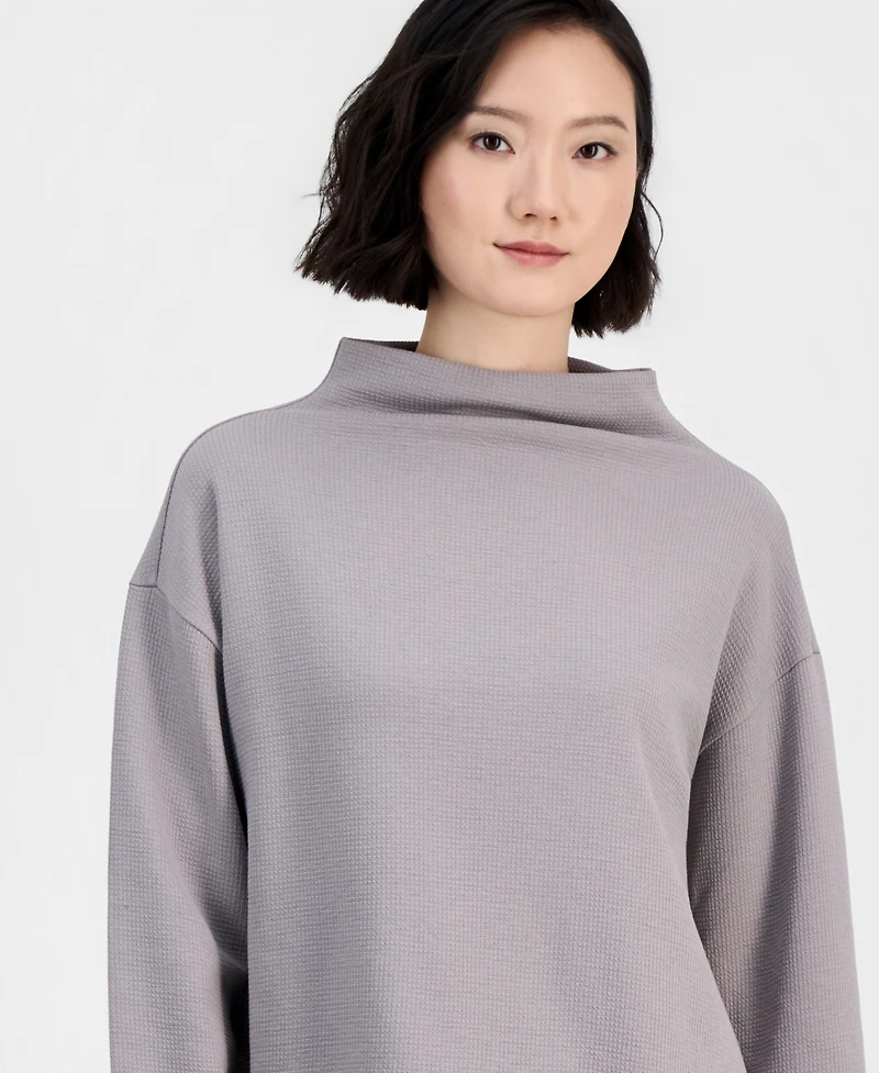 Eileen Fisher Women's Funnel Neck Long-Sleeve Box Top