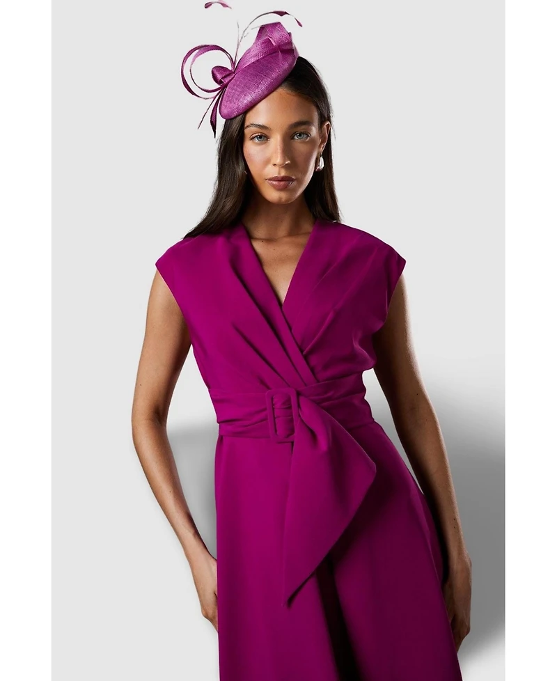 Coast Women's Belted Crepe V-Neck Midi Dress