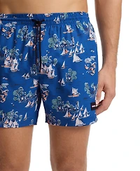 Boss by Hugo Men's All-Over Print Logo-Badge Swim Shorts