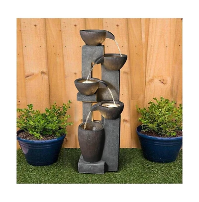 SunJet 39" Modern Outdoor Water Fountain with Led Light