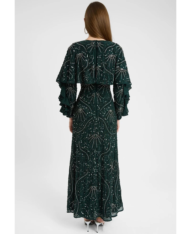 Maryisa Women's Modest Embellished Sequin Beaded Dress